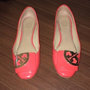 Tory Burch salmon patent leather flats